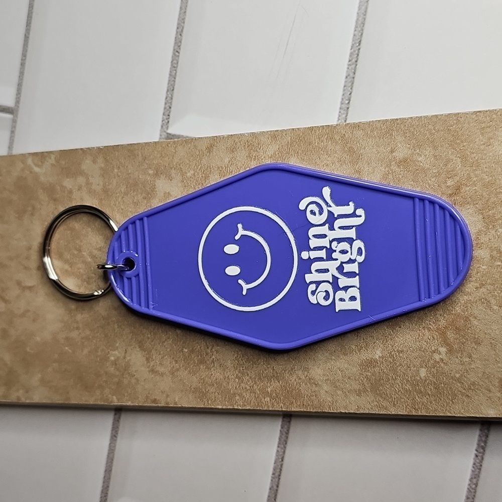 Motel Style Keychain Purple Keychain with Smiley Face